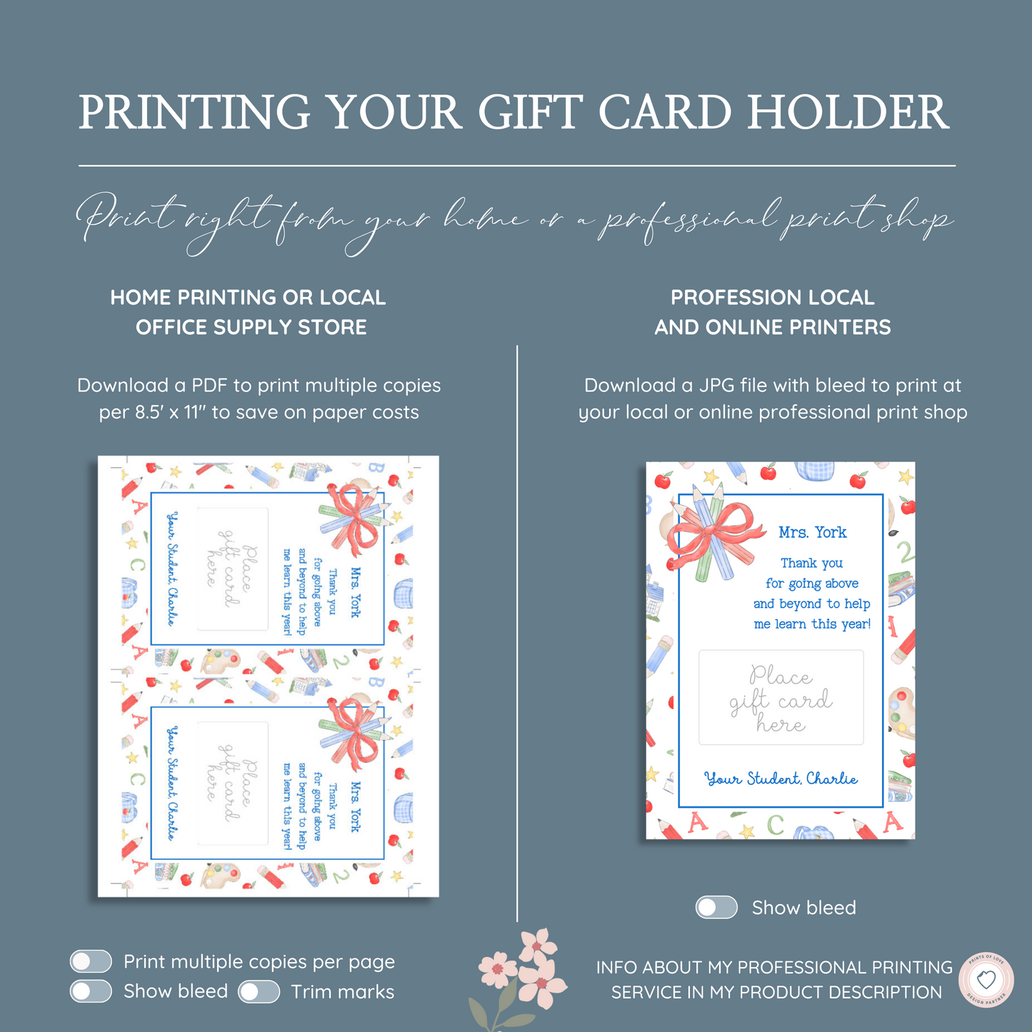 Printable Teacher Appreciation Gift Card Holder – Boy Theme