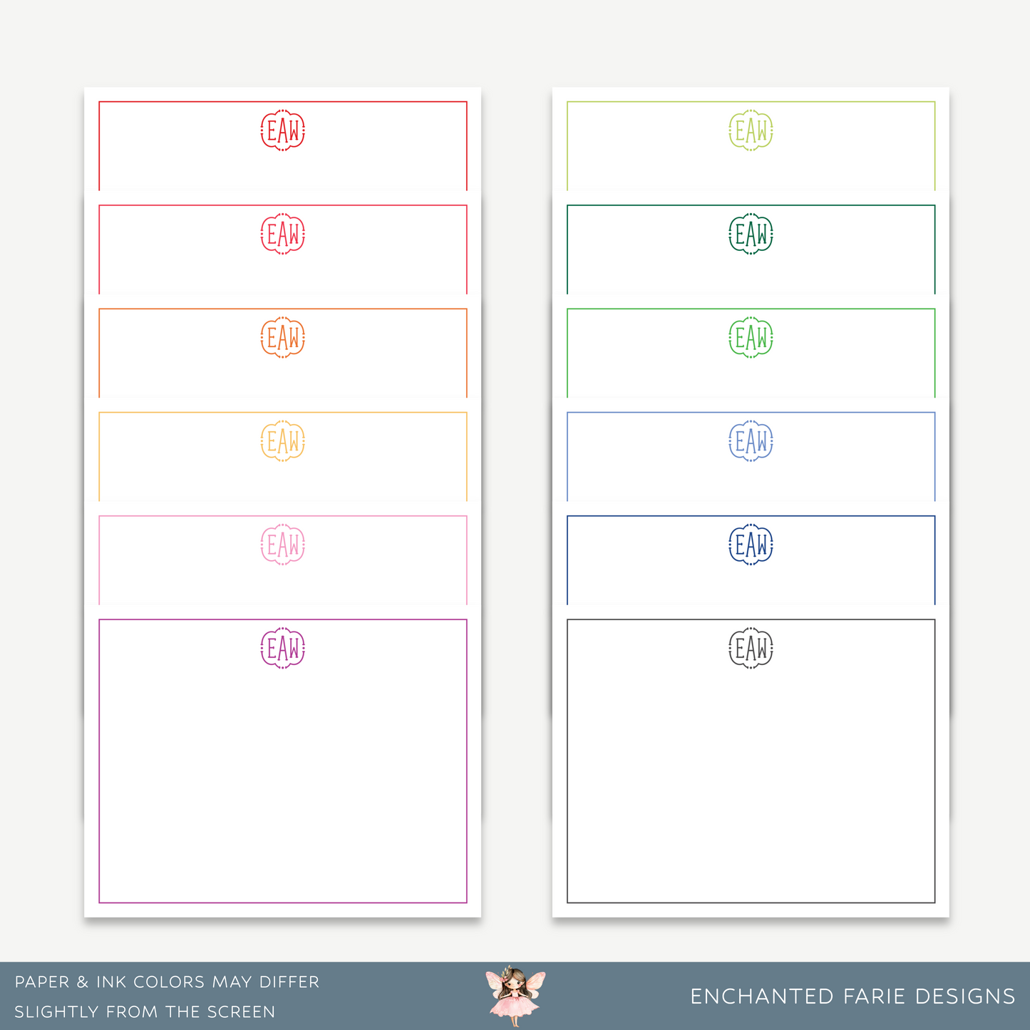 Personalized Monogram Notecard Set – Luxe Stationery in Multiple Color Options