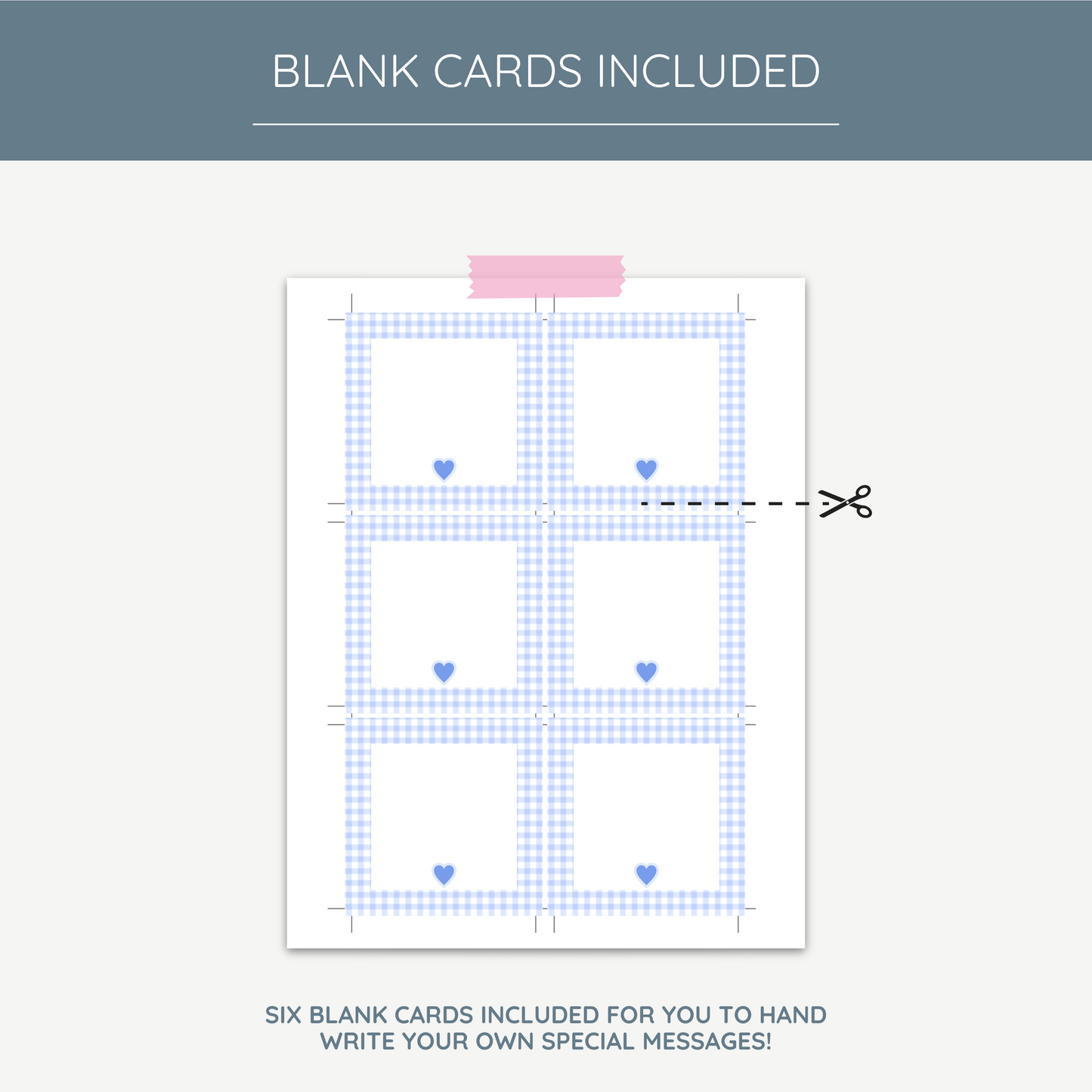 Blue Gingham Printable Lunch Box Notes for Kids