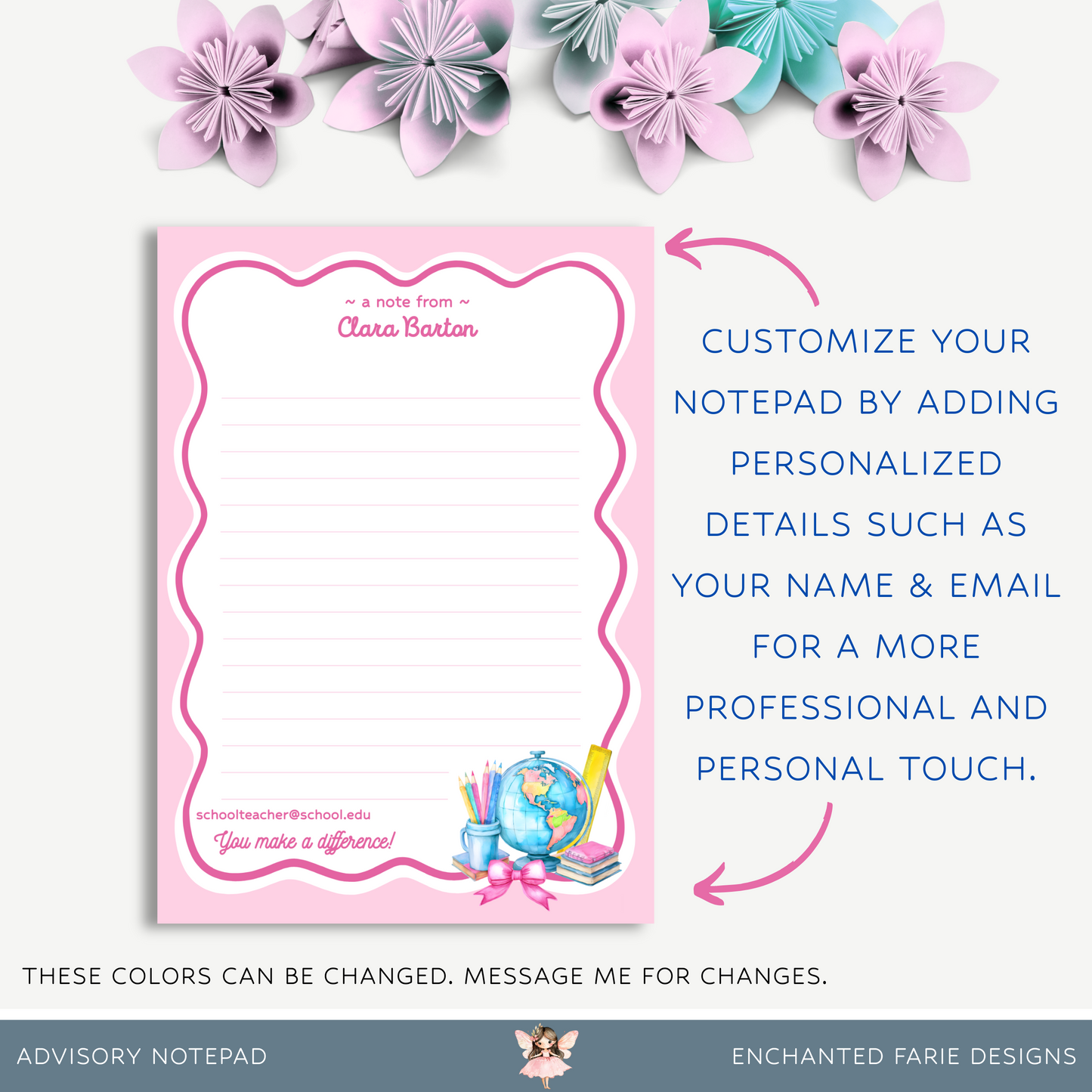 Personalized Advisory Teacher Notepad – School Stationery