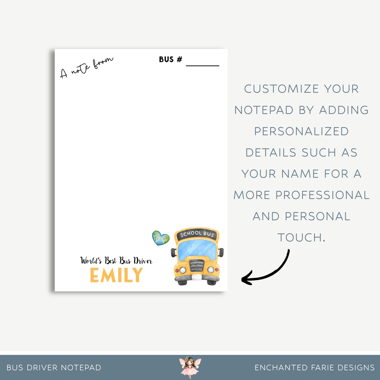 Personalized Bus Driver Notepad – School Stationery