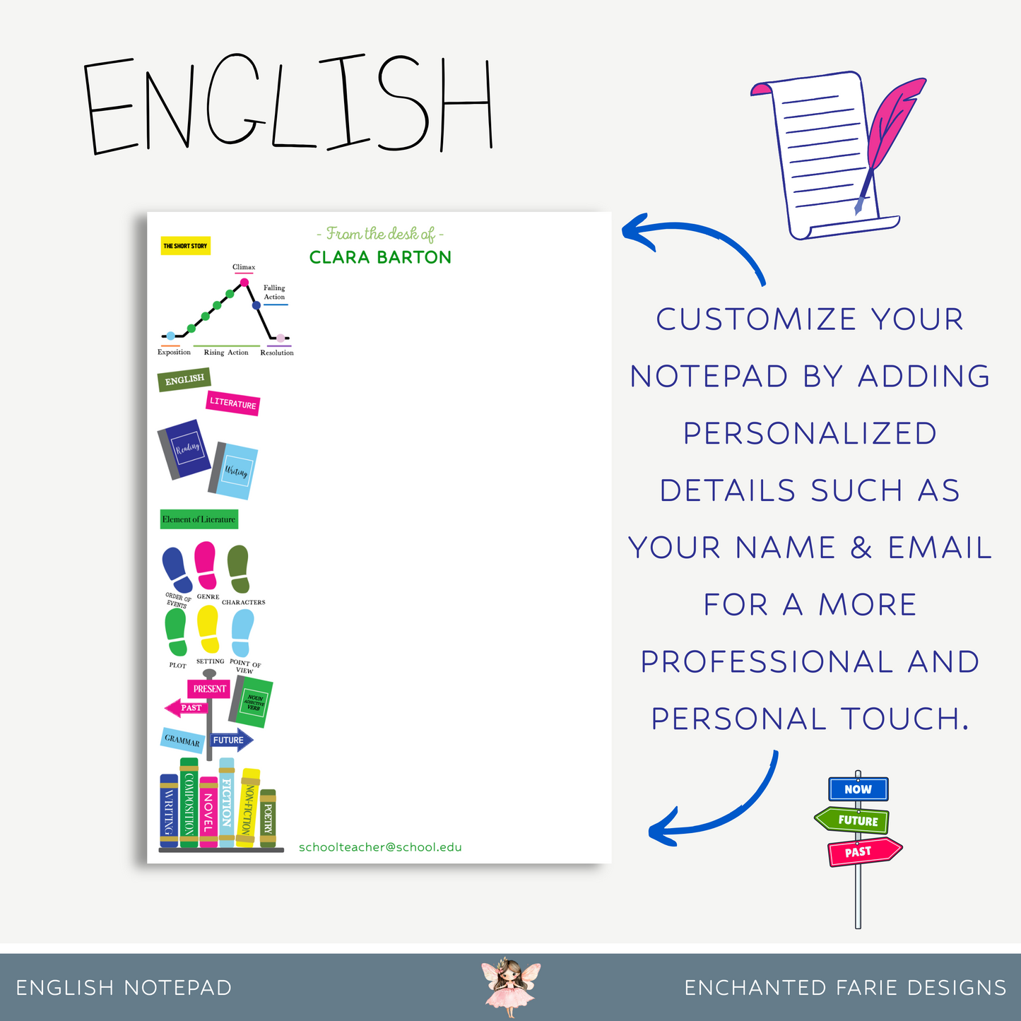 Personalized English Teacher Notepad – School Stationery