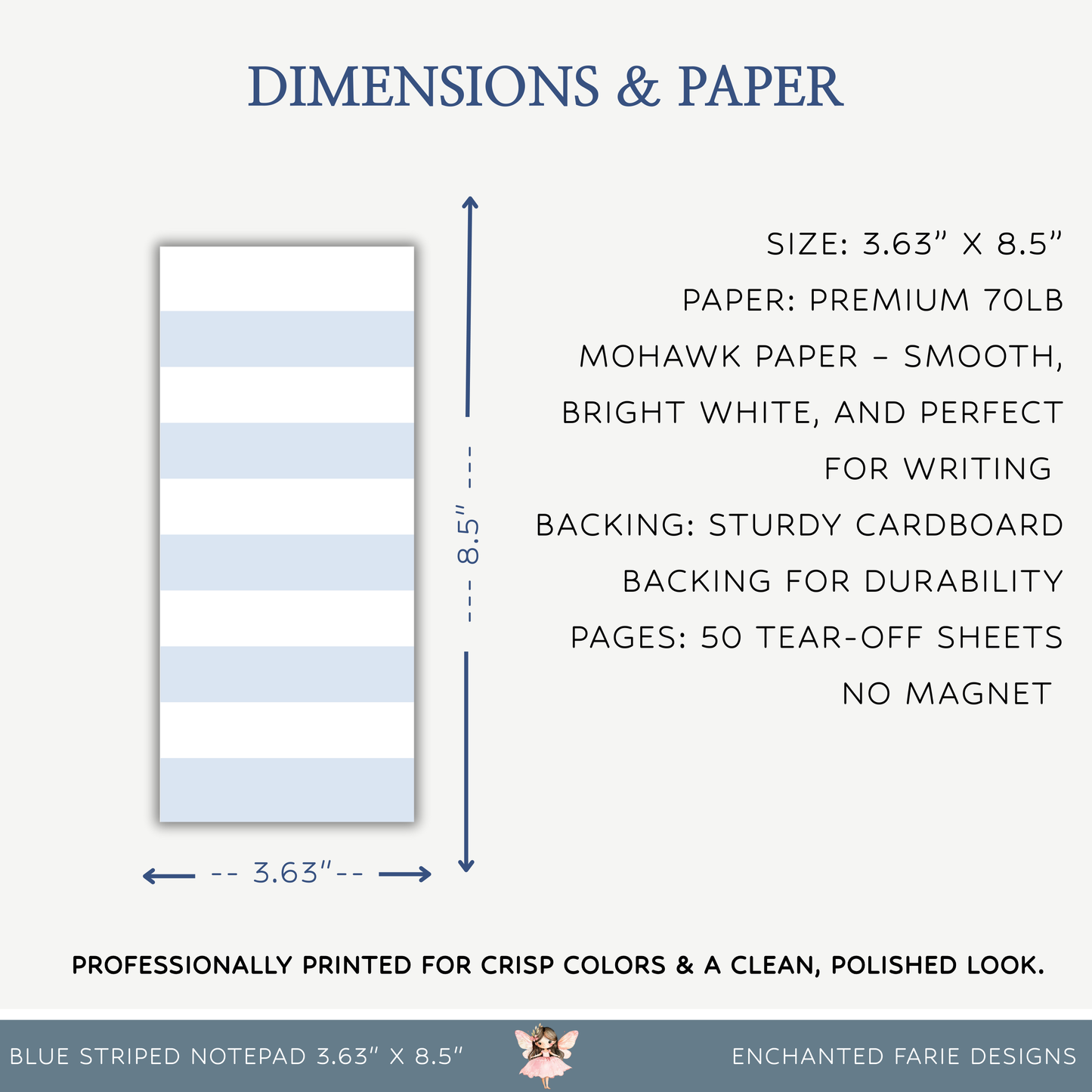 Blue and White Striped Notepad – Teacher & Office Stationery