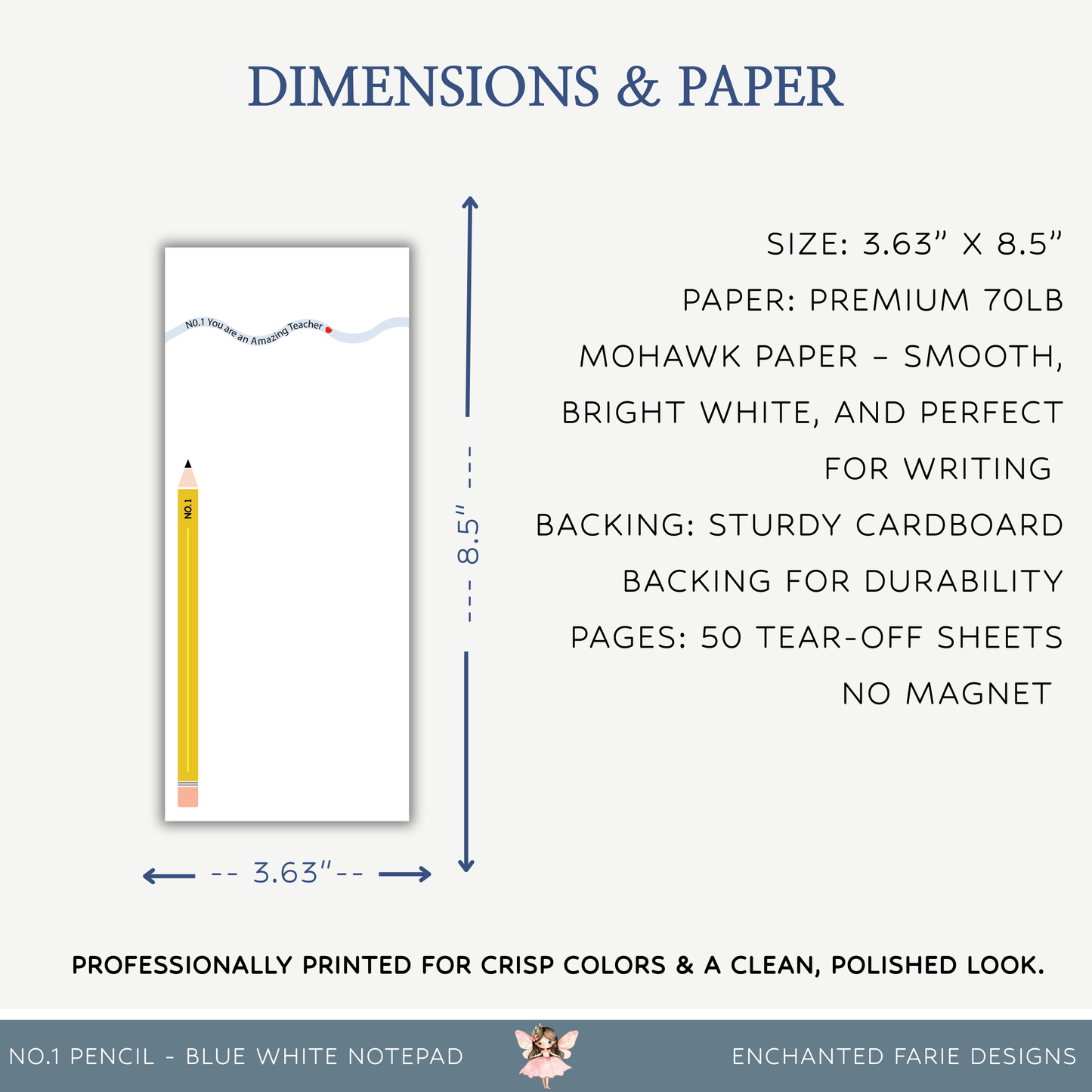 No. 1 Teacher Pencil Notepad – Cute Teacher Appreciation Gift