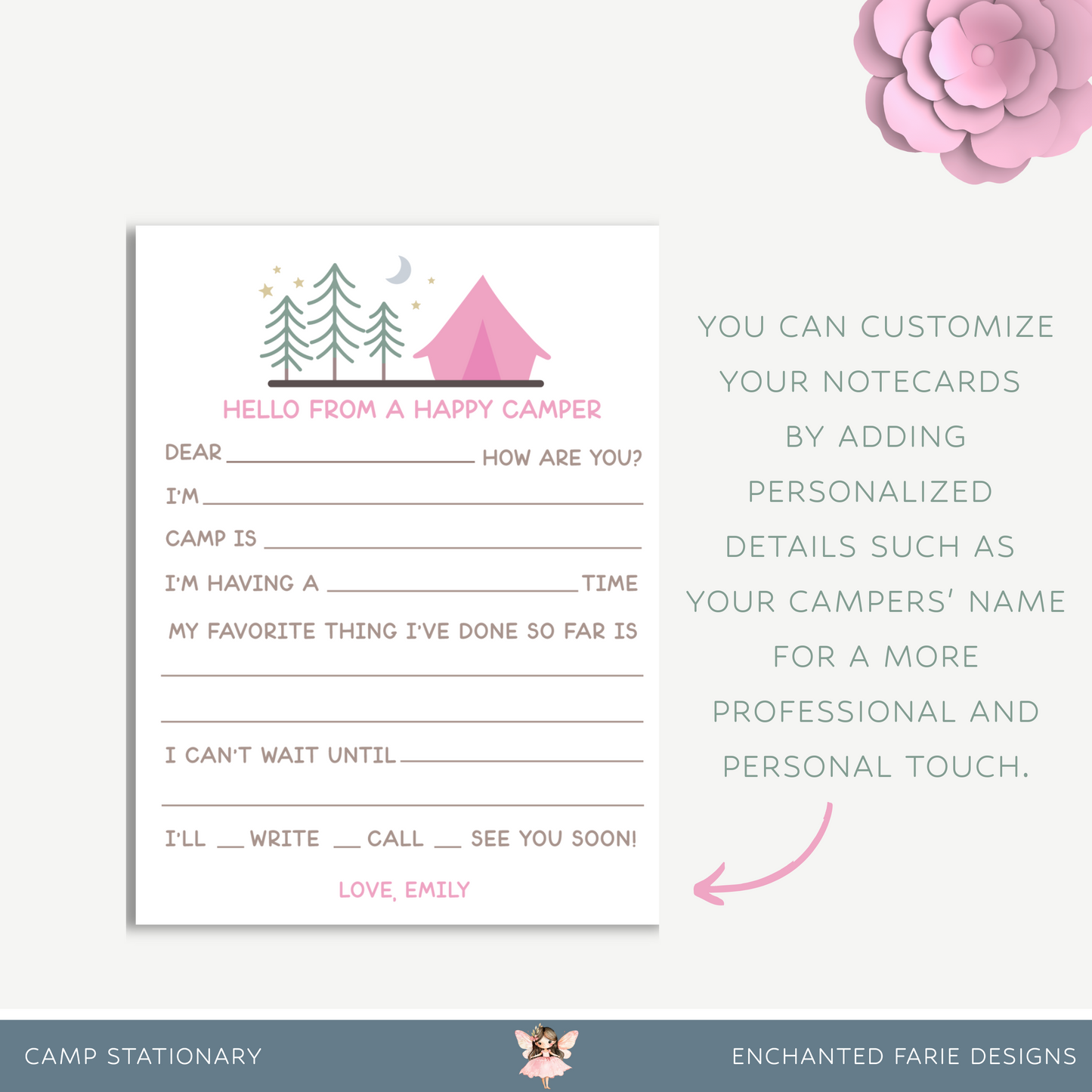 Kids Printable Camping Stationery