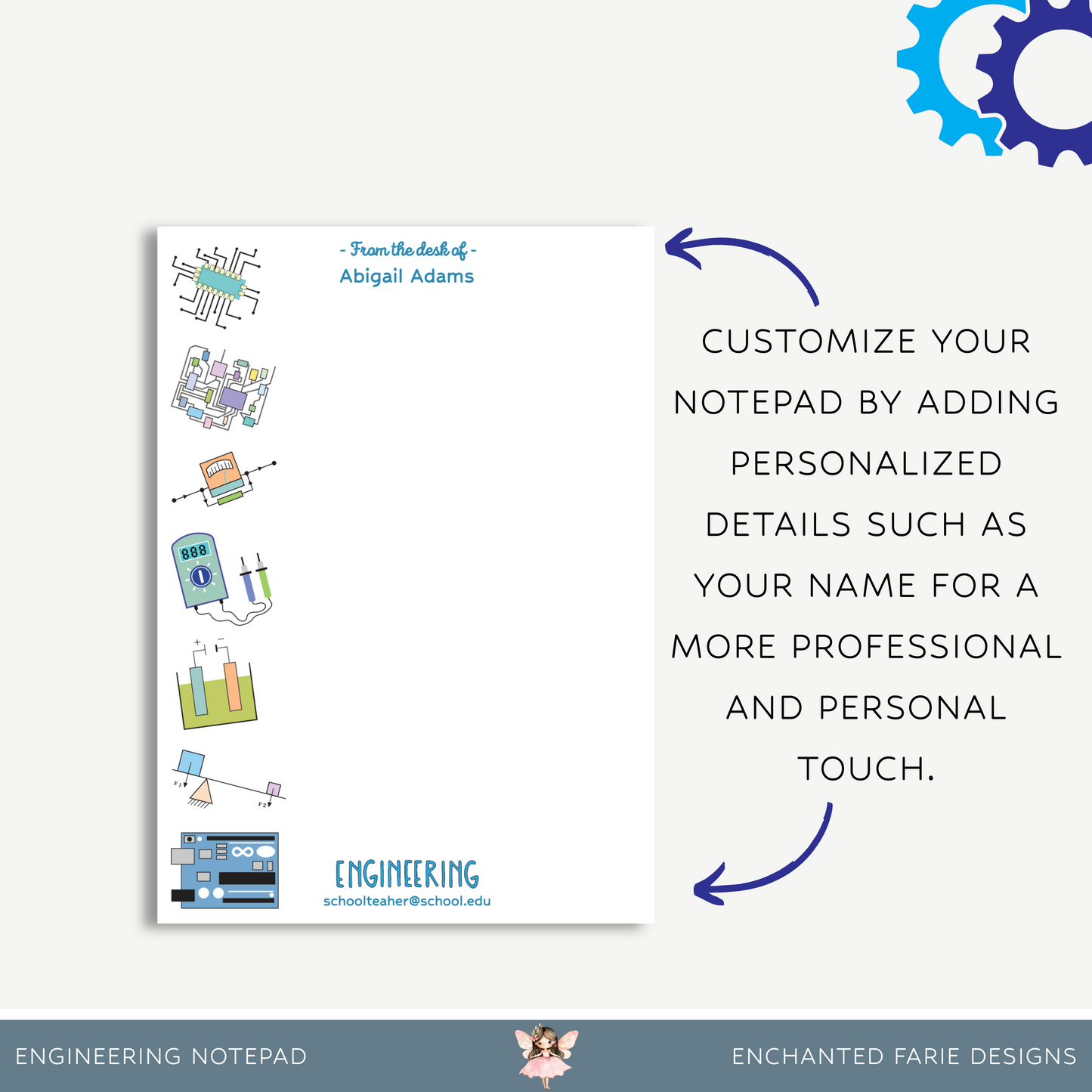 Personalized Engineering Teacher Notepad – STEM School Stationery