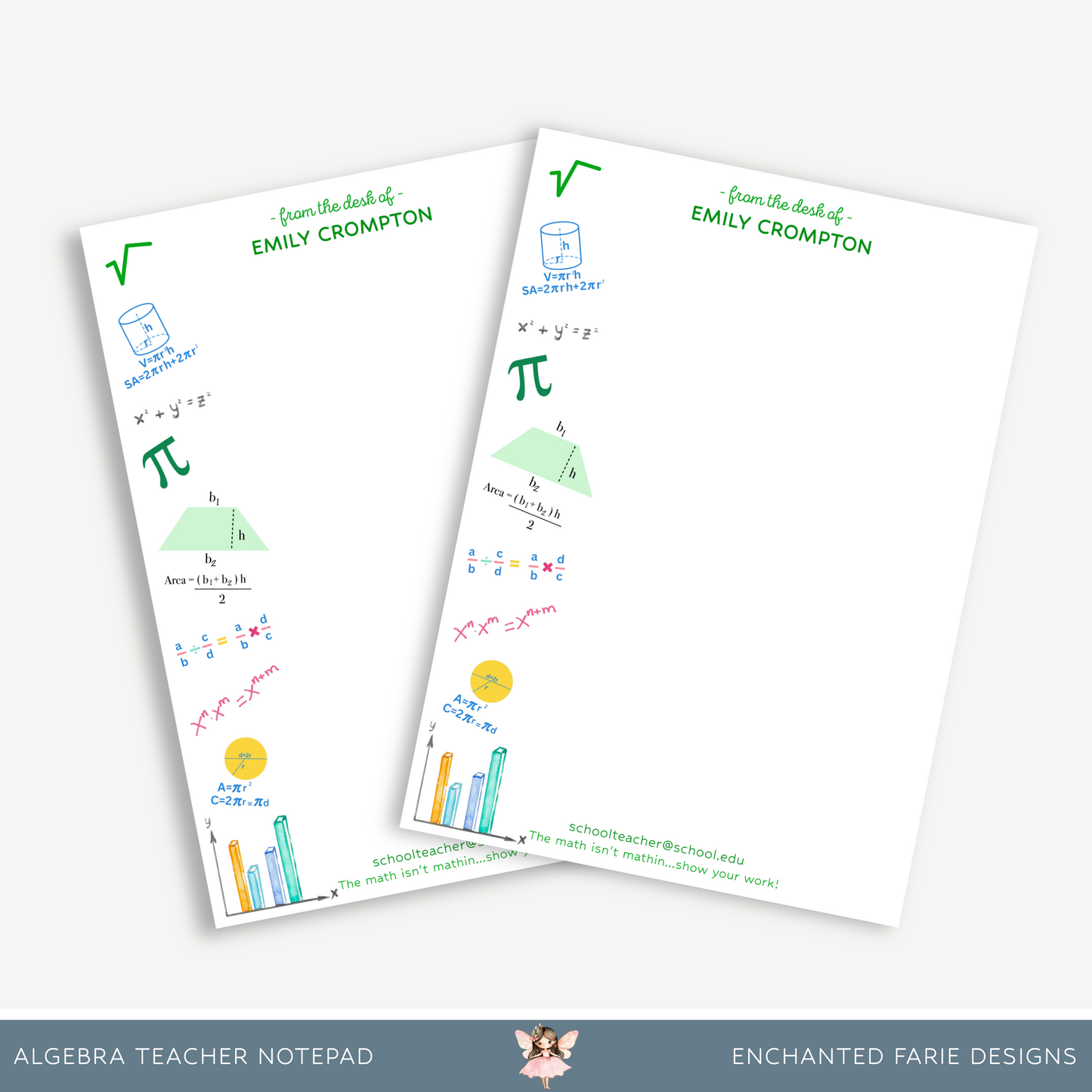 Personalized Algebra Teacher Notepad - School Stationery