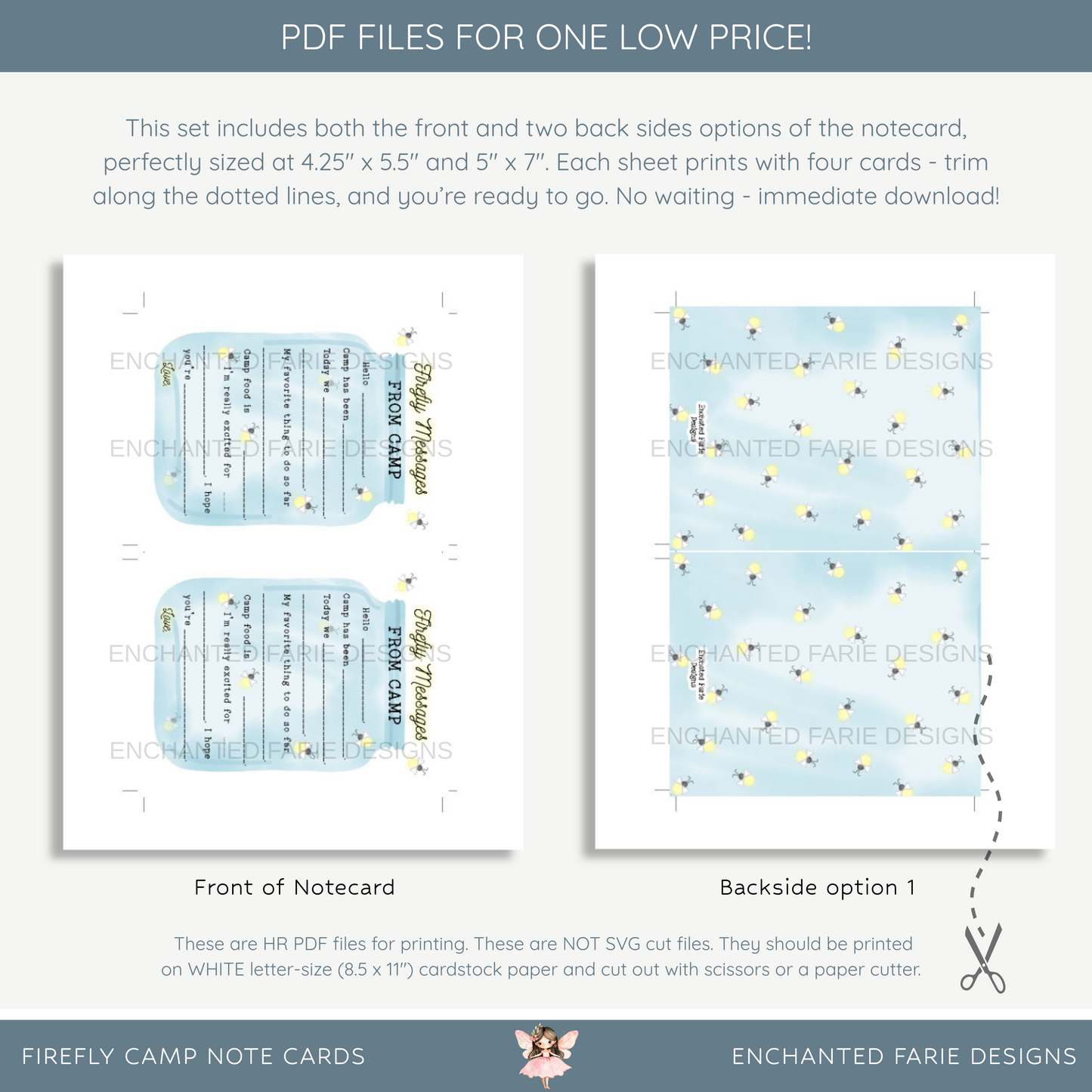 Firefly Camp Memory Notecards for Kids – Summer Camp Stationery Set