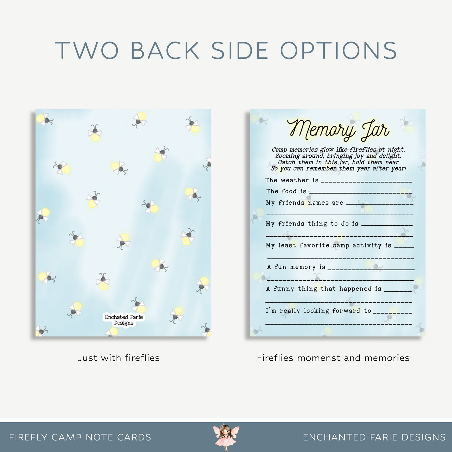 Firefly Camp Memory Notecards for Kids – Summer Camp Stationery Set