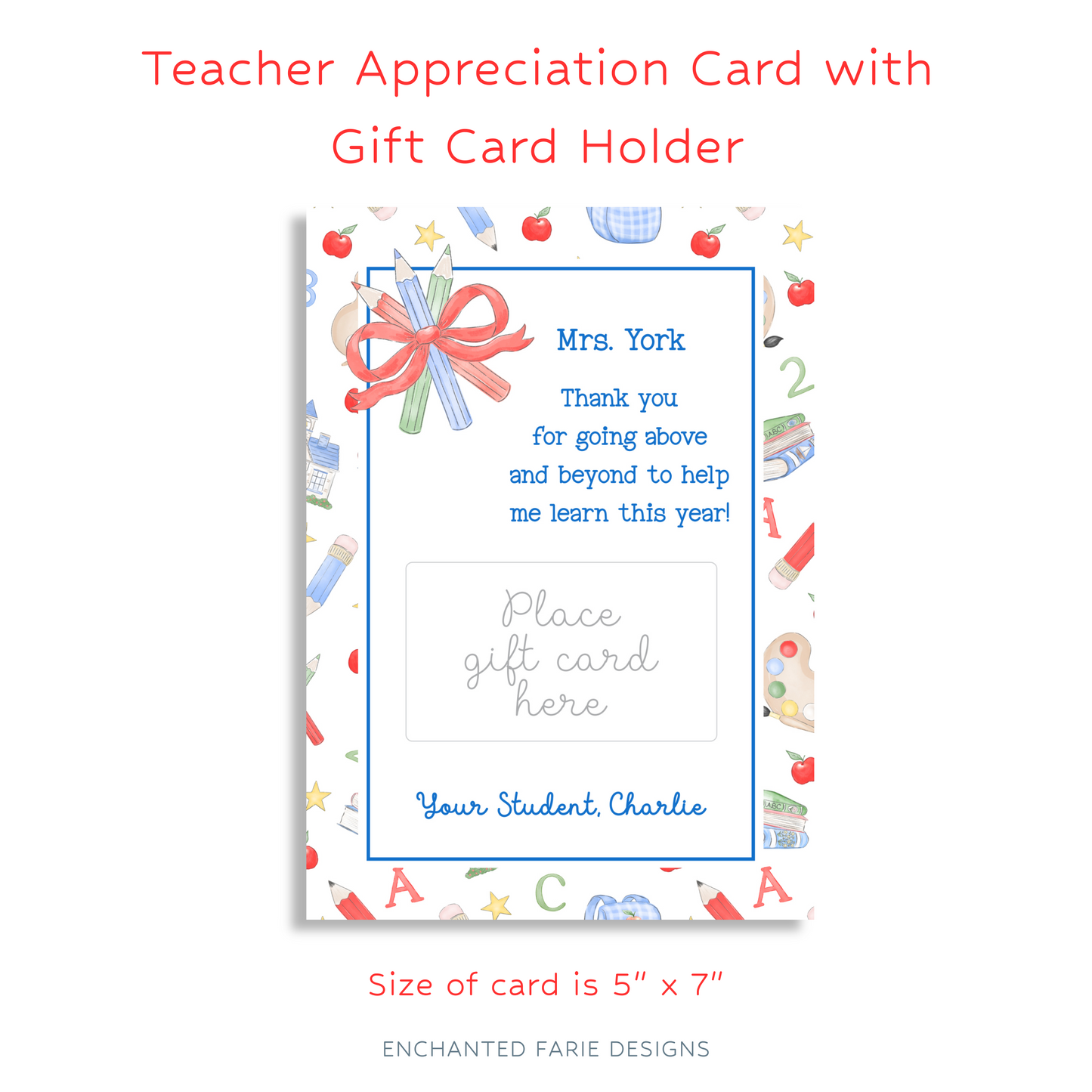 Printable Teacher Appreciation Gift Card Holder – Boy Theme