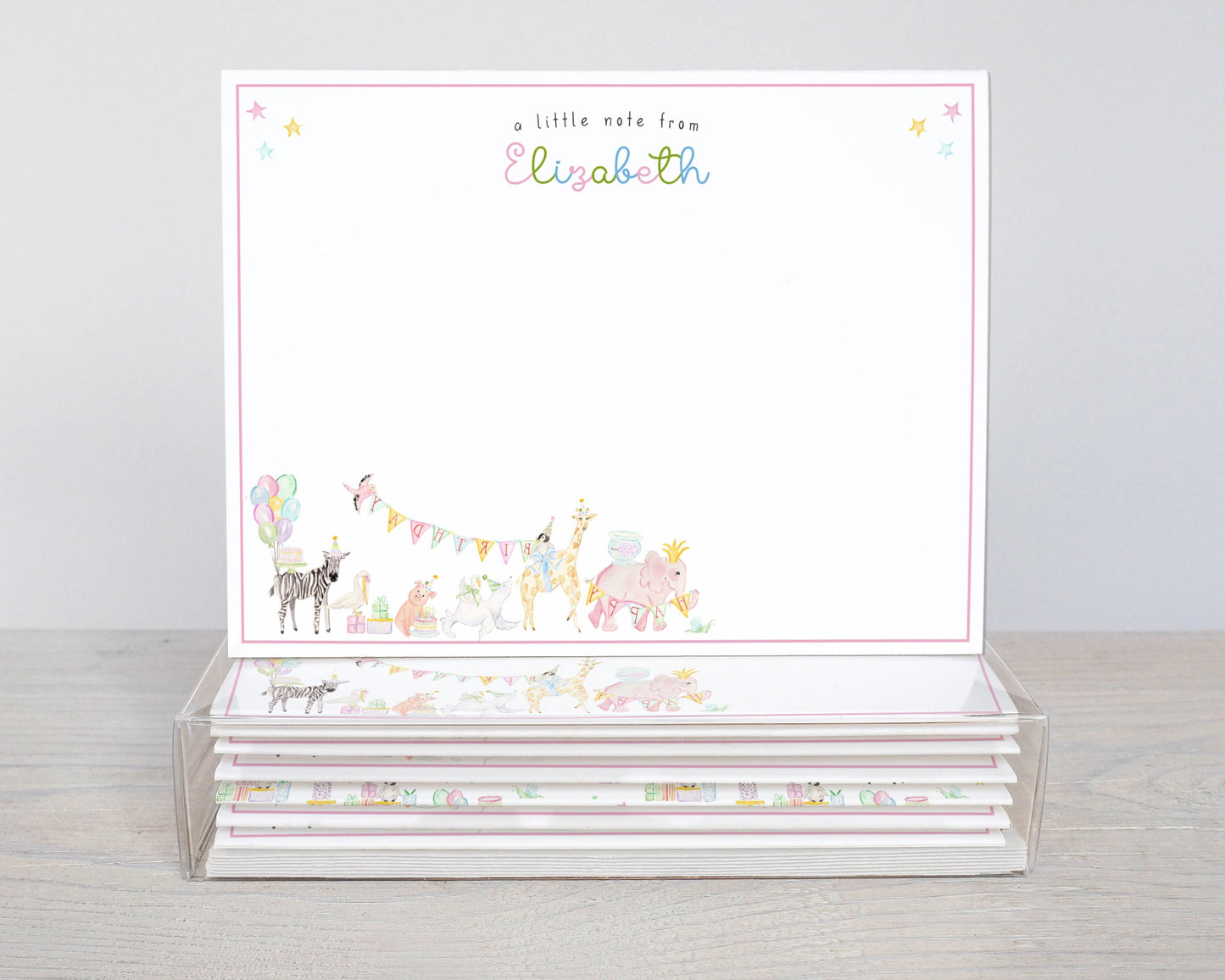 Personalized Party Animals Stationery – 5.5 x 4.25"