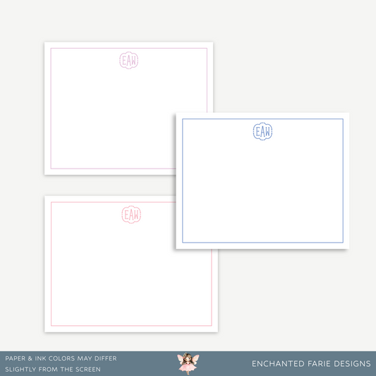 Personalized Monogram Notecard Set – Luxe Stationery in Multiple Color Options