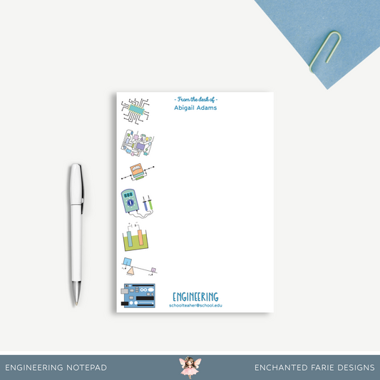Personalized Engineering Teacher Notepad – STEM School Stationery