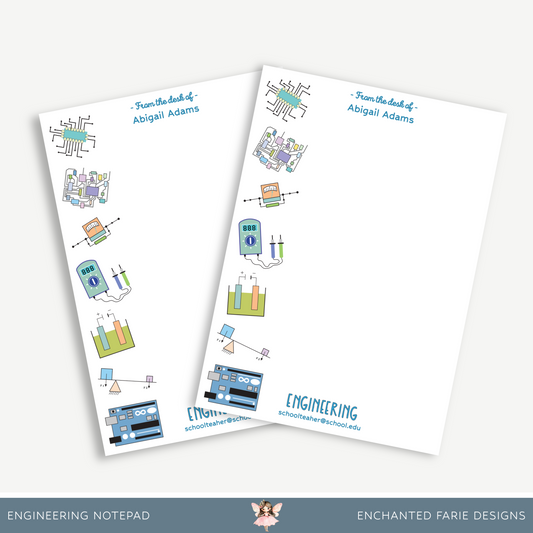 Personalized Engineering Teacher Notepad – STEM School Stationery