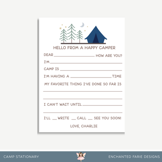 Kids Printable Camping Stationery