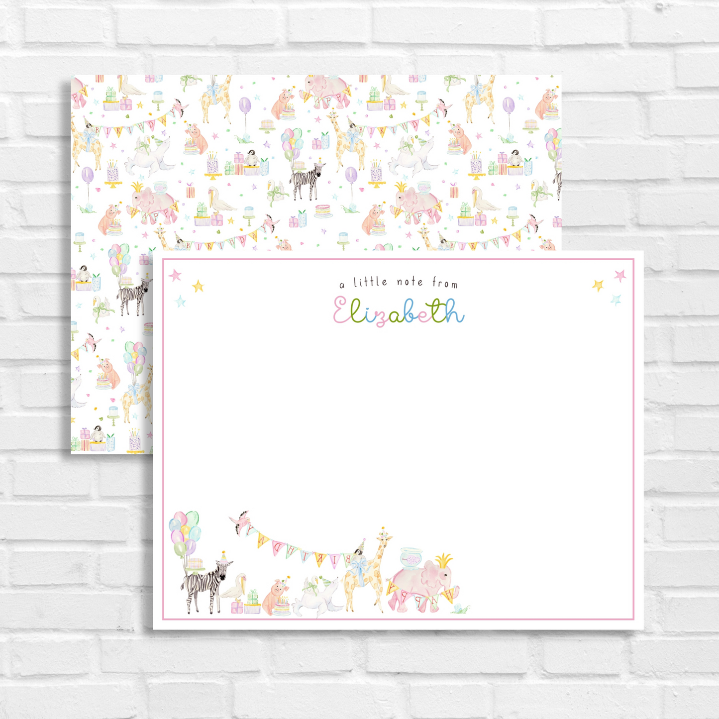 Personalized Party Animals Stationery – 5.5 x 4.25"