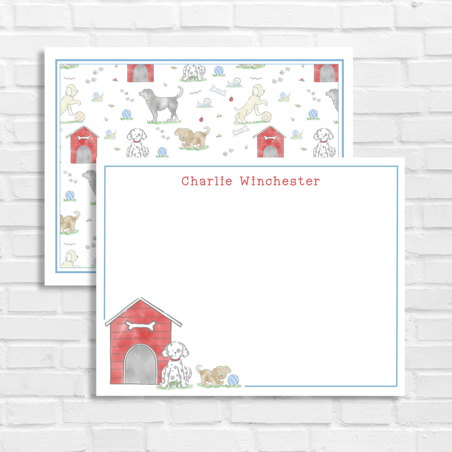 Kids Stationery - Watercolor Puppy and Dog House