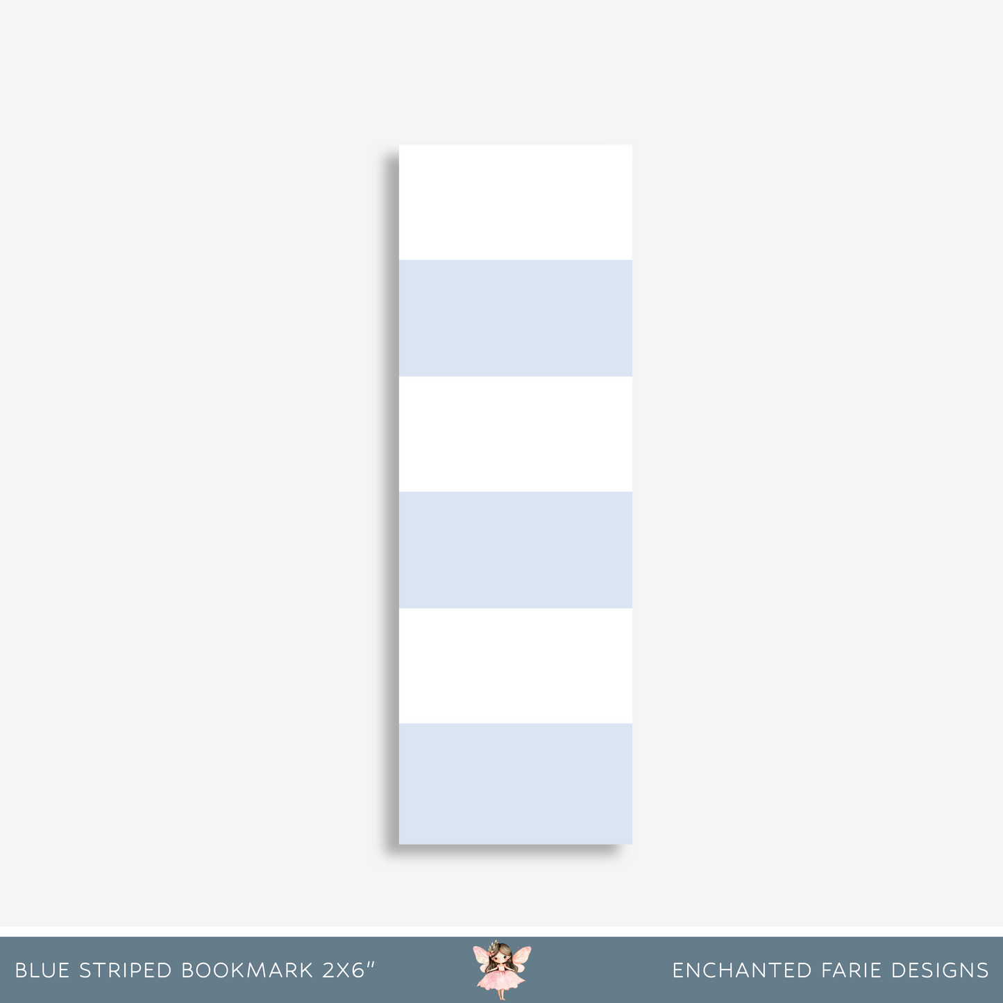 Blue & White Striped Bookmark – 2x6"