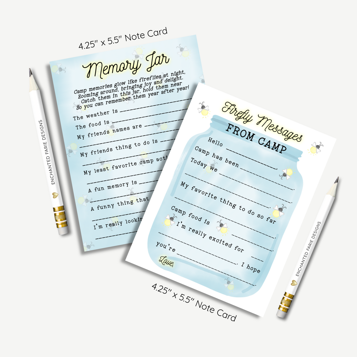 Firefly Camp Memory Notecards for Kids – Summer Camp Stationery Set