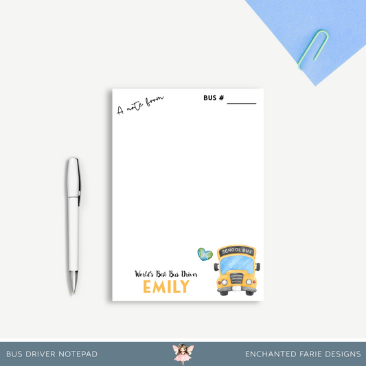 Personalized Bus Driver Notepad – School Stationery