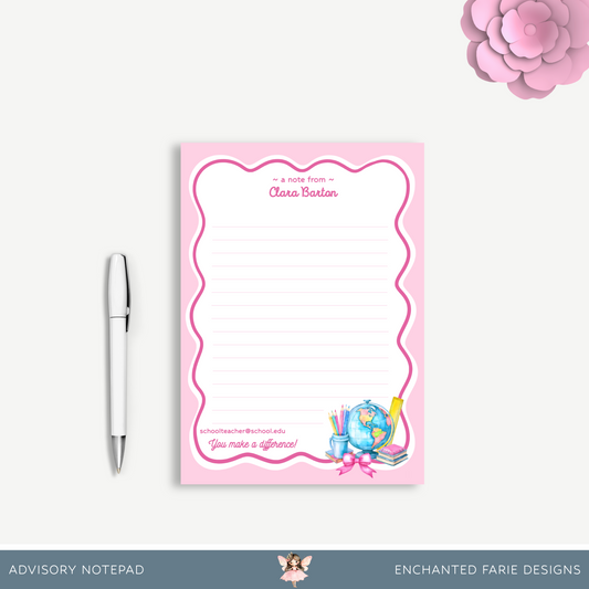 Personalized Advisory Teacher Notepad – School Stationery