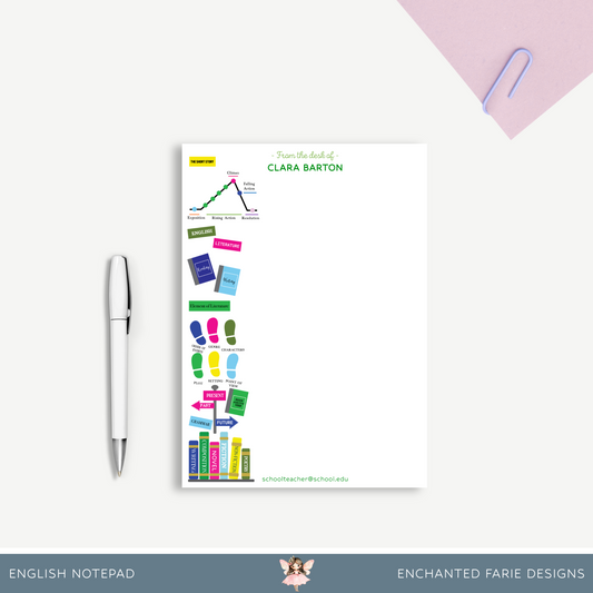 Personalized English Teacher Notepad – School Stationery
