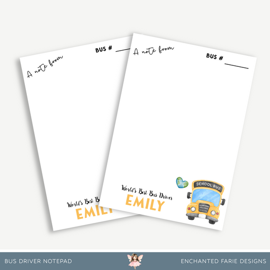 Personalized Bus Driver Notepad – School Stationery
