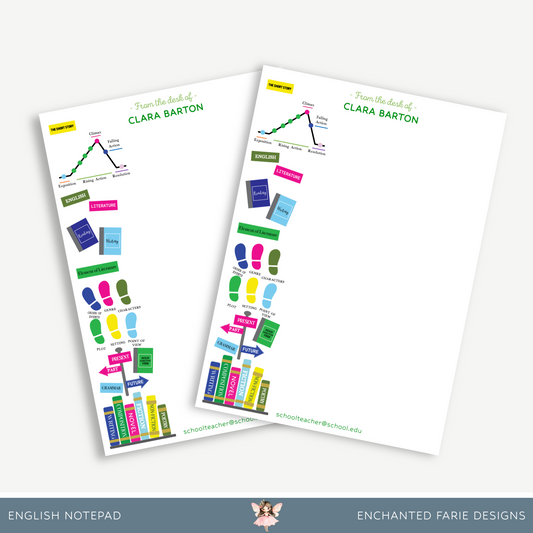 Personalized English Teacher Notepad – School Stationery